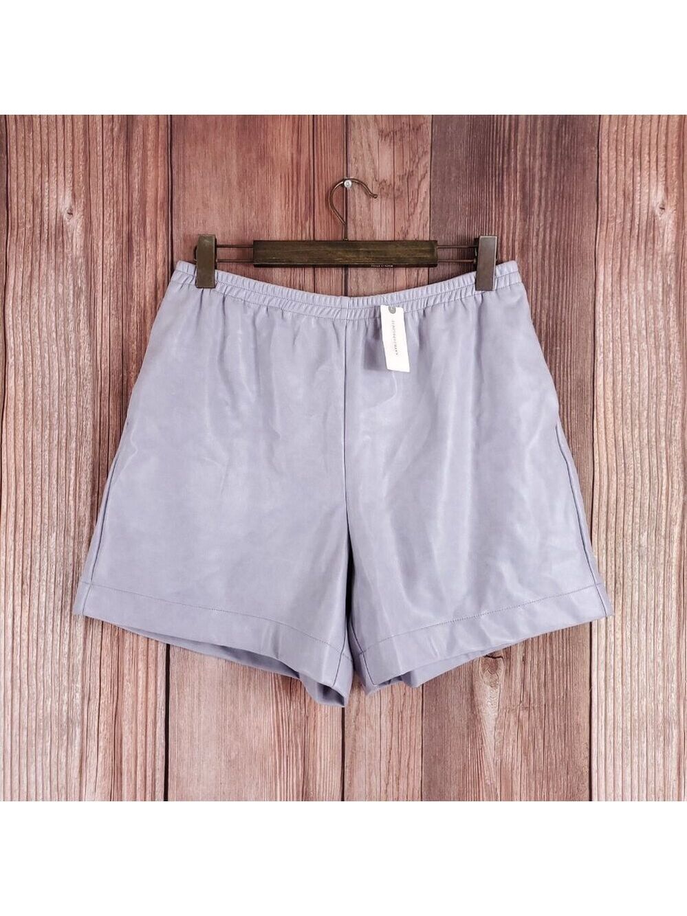 NWT Anthropologie Avec Les Filles Womens Size Large Faux Leather Shorts Lavender